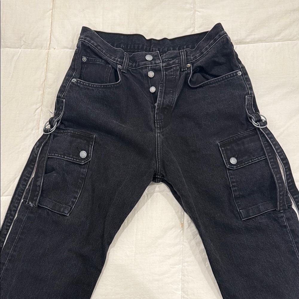 CARMAR Black Cargo Jeans with Silver Accents